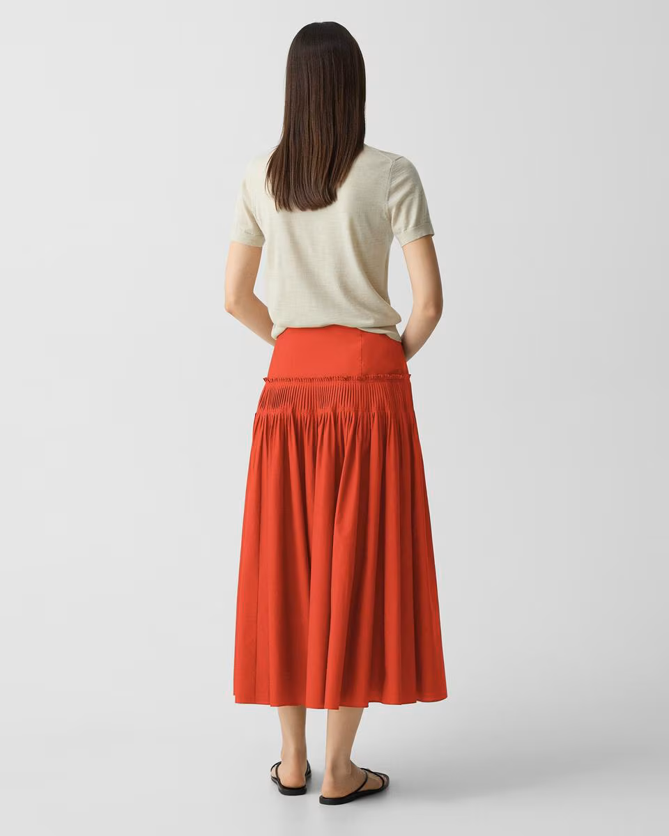 Accordion Maxi Skirt in Cotton-Blend