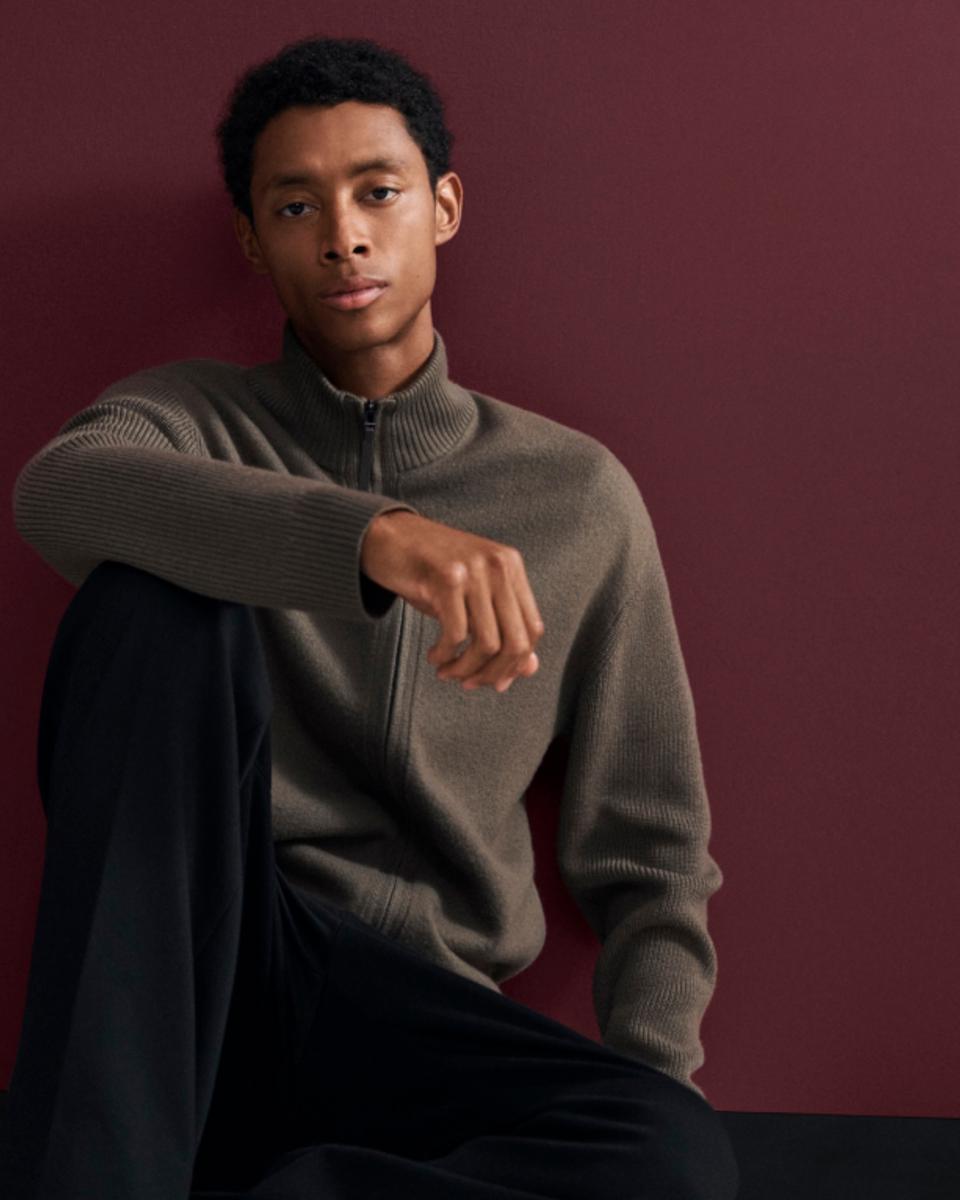 Turtleneck Cardigan in Boiled Wool