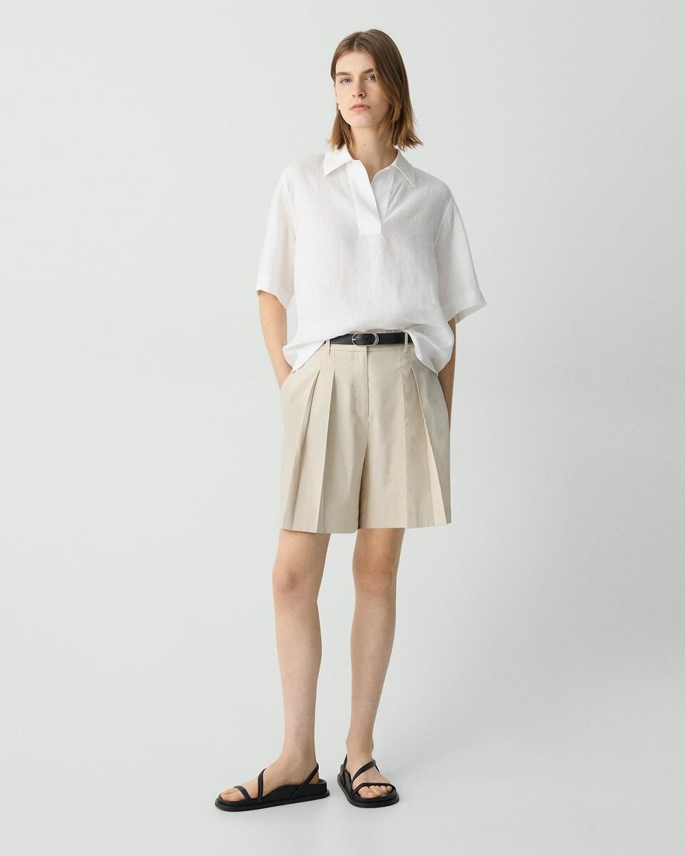 Pleated Short in Good Linen