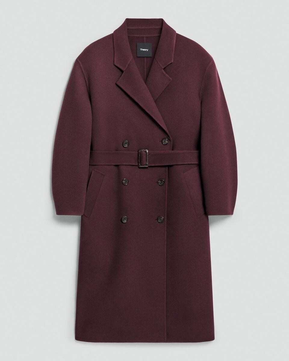 Long Trench Coat in Textured Wool-Cashmere