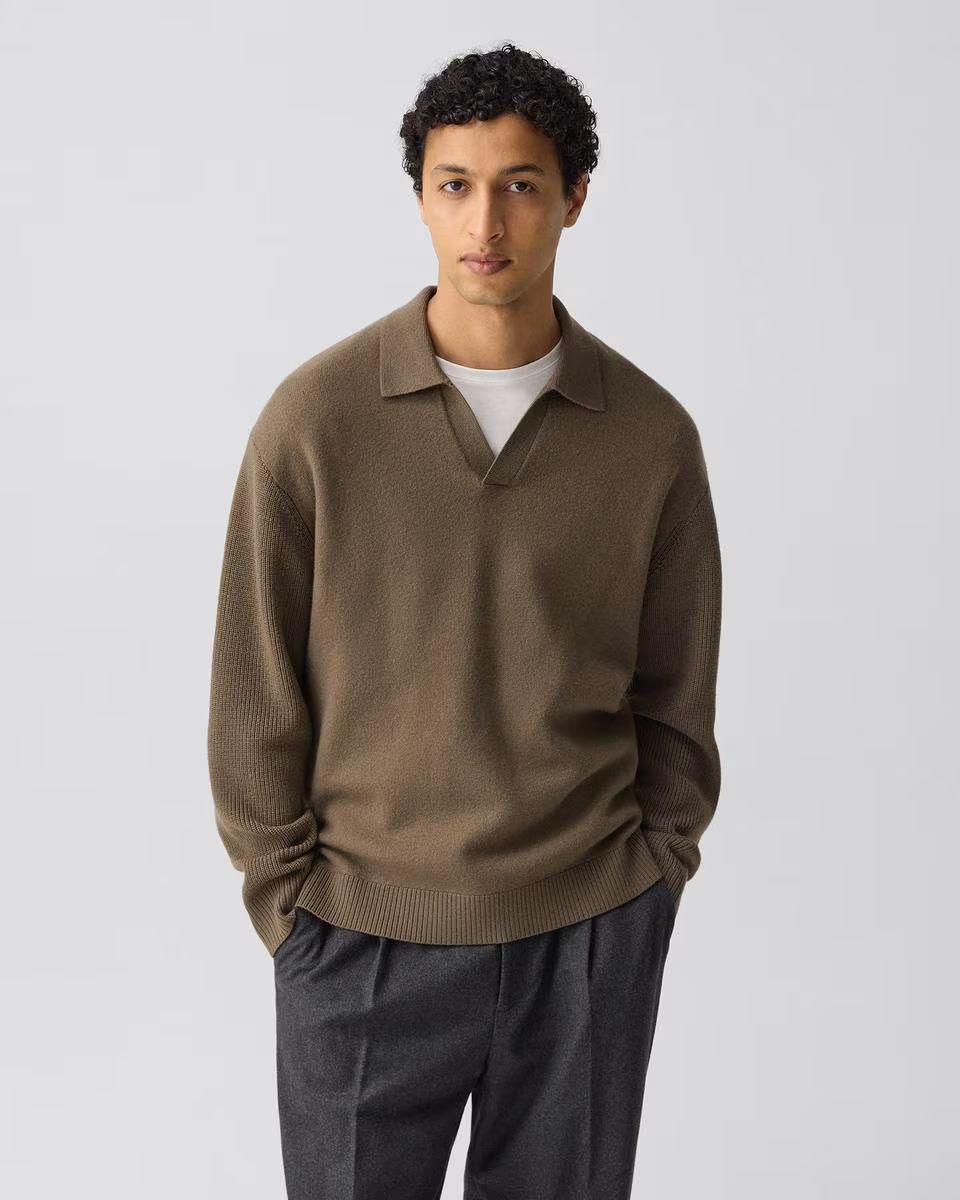 Polo Sweater in Boiled Wool