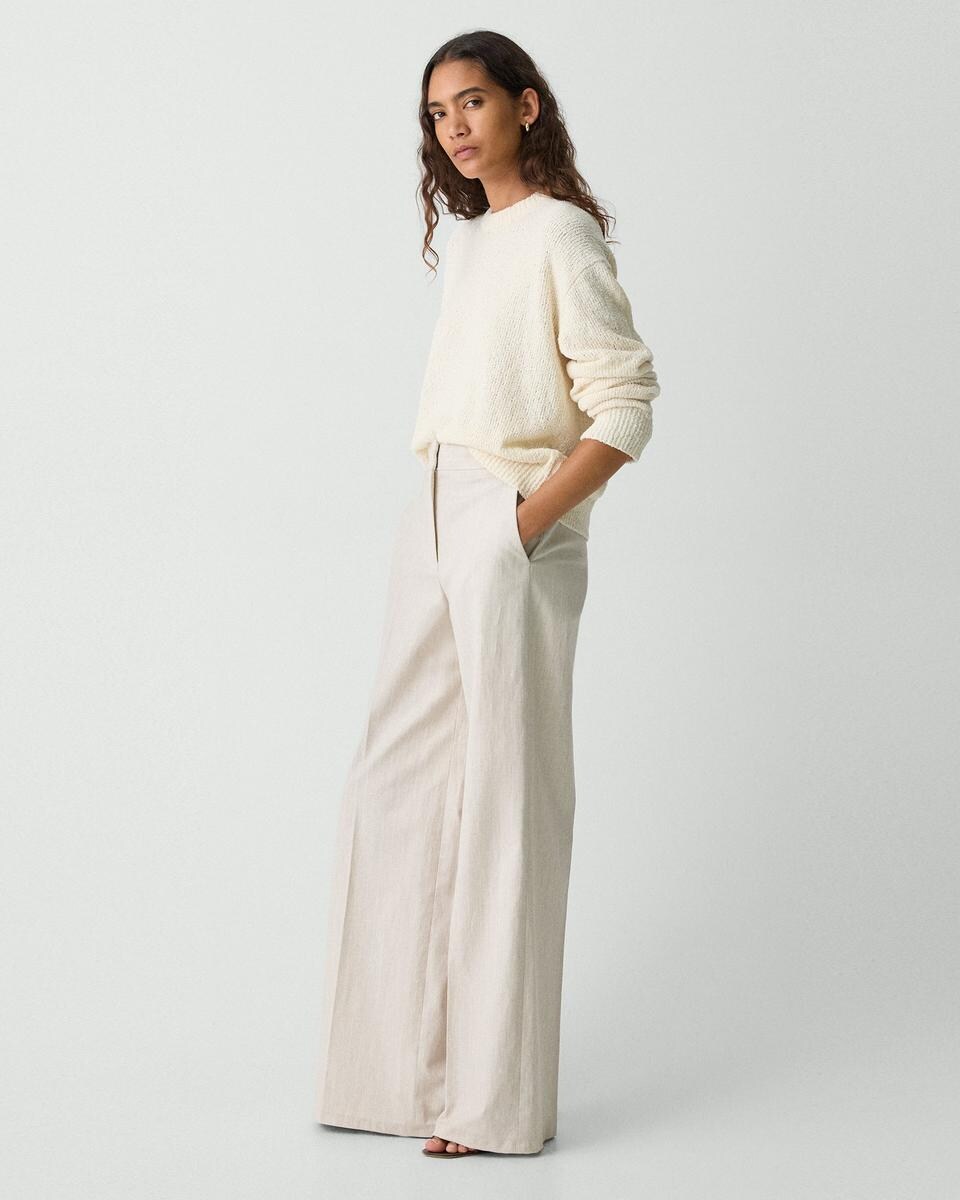 High-Waist Wide-Leg Pant in Striped Canvas