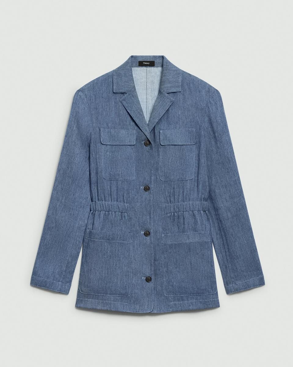 Cinched Jacket in Fluid Linen