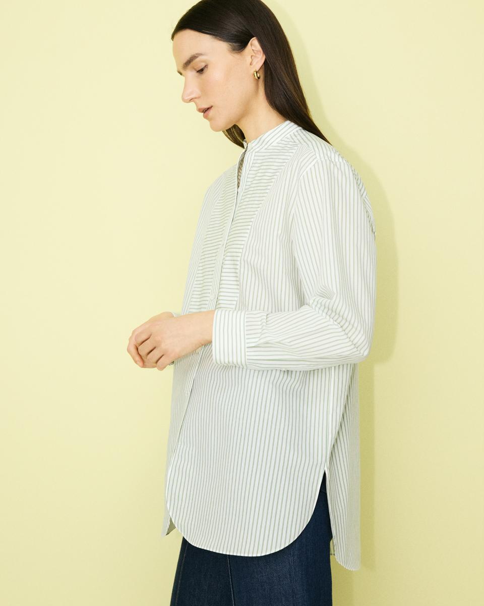 Tuxedo Shirt in Striped Cotton-Blend