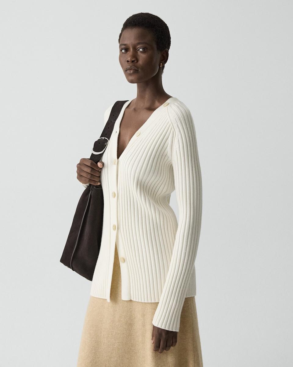 Button-Back Cardigan in Merino Wool