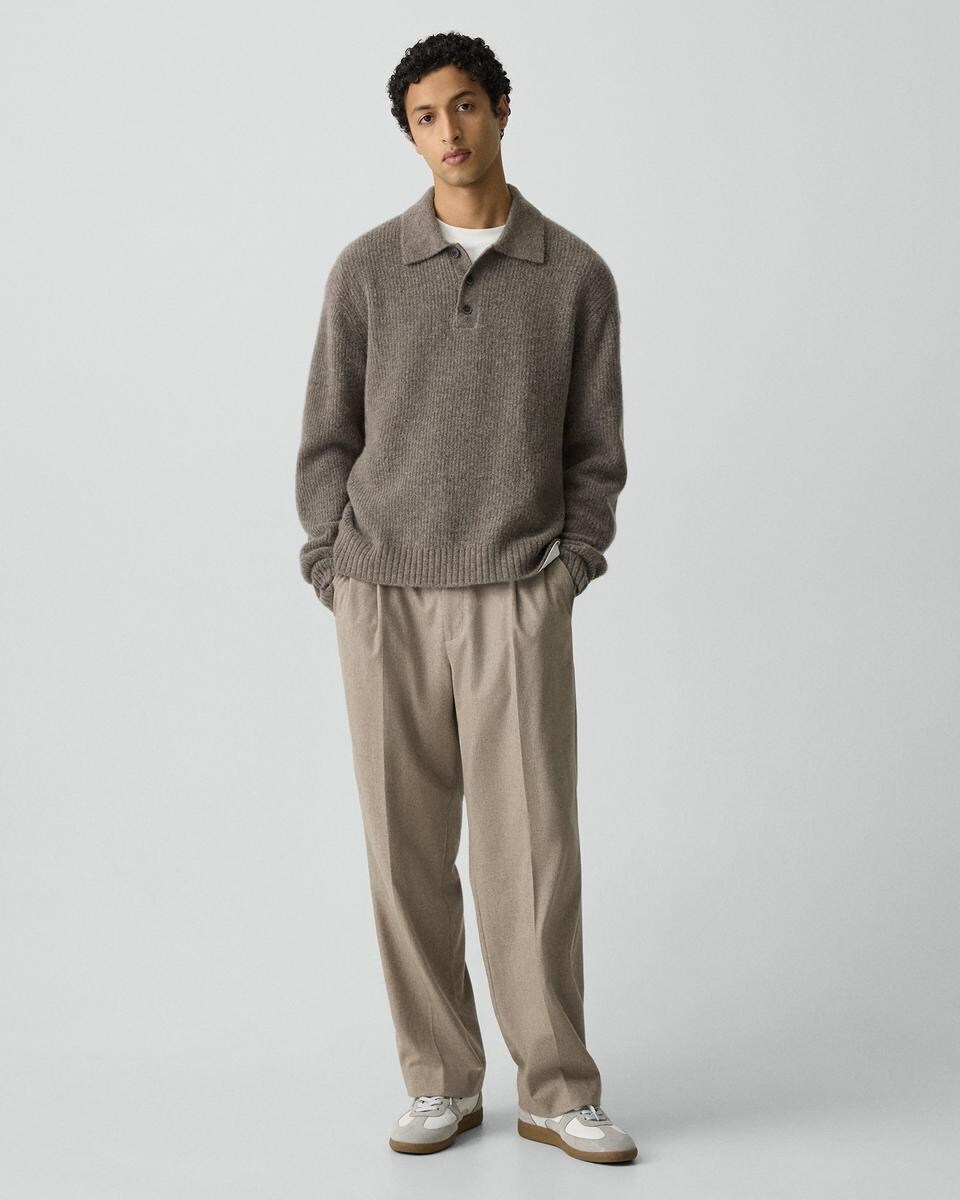 Relaxed Polo Sweater in Astor Wool