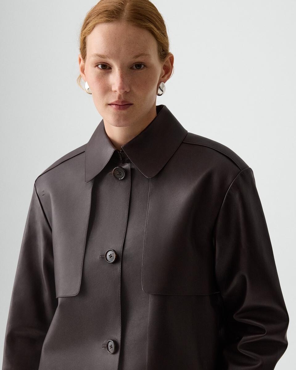 Cropped Trench in Sleek Leather