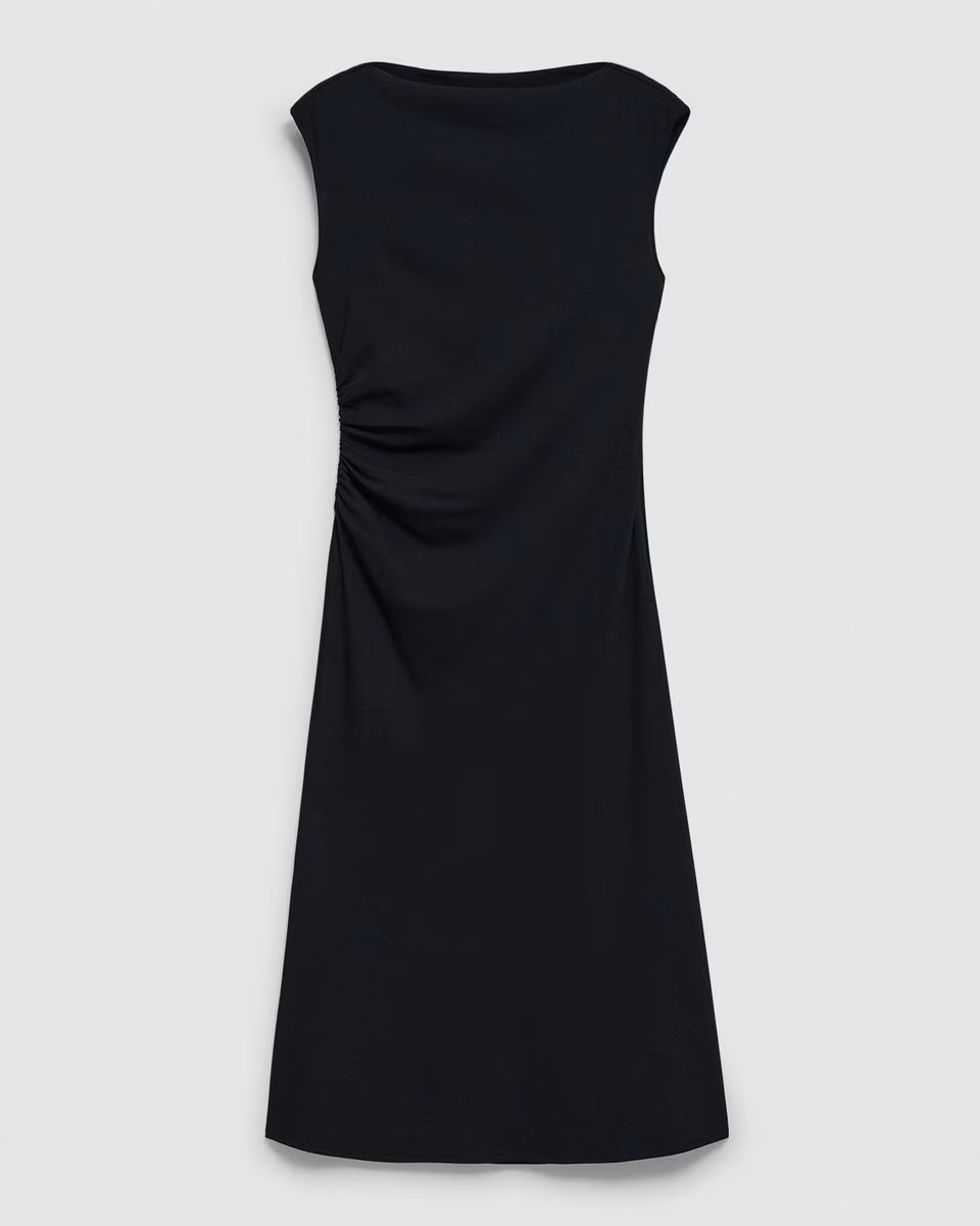 Draped Boatneck Dress in Crepe Jersey