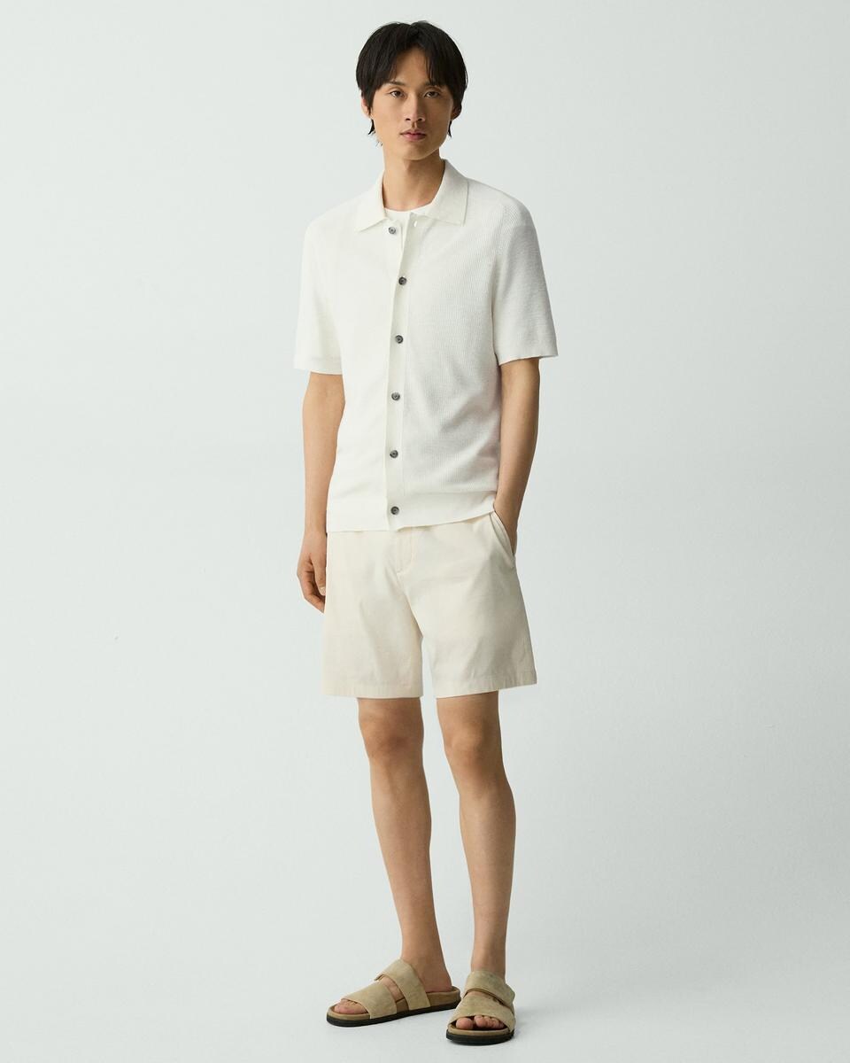 Short-Sleeve Button-Up Shirt in Pacific Linen
