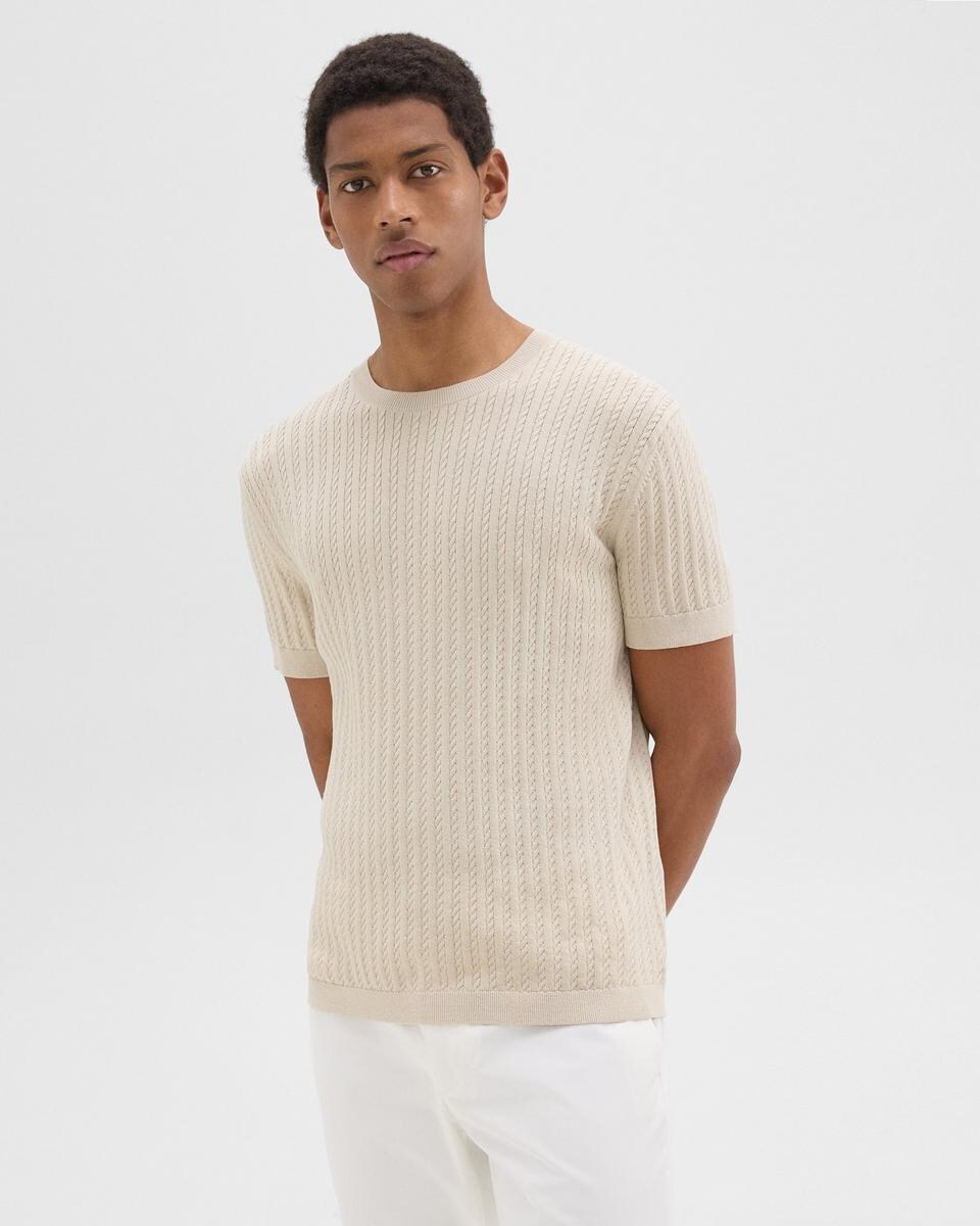 Cable Knit Tee in Cotton