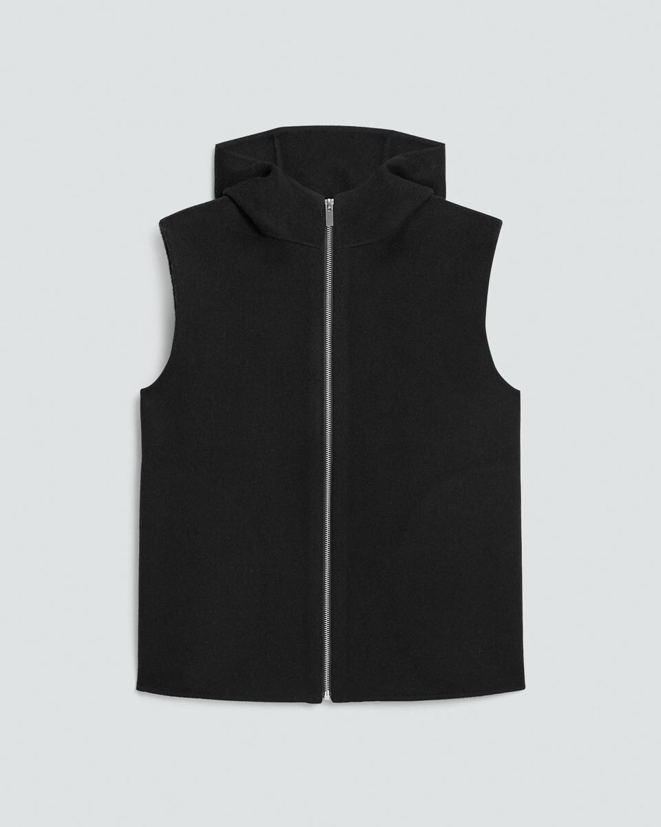 Hooded Vest in Double-Face Wool-Cashmere