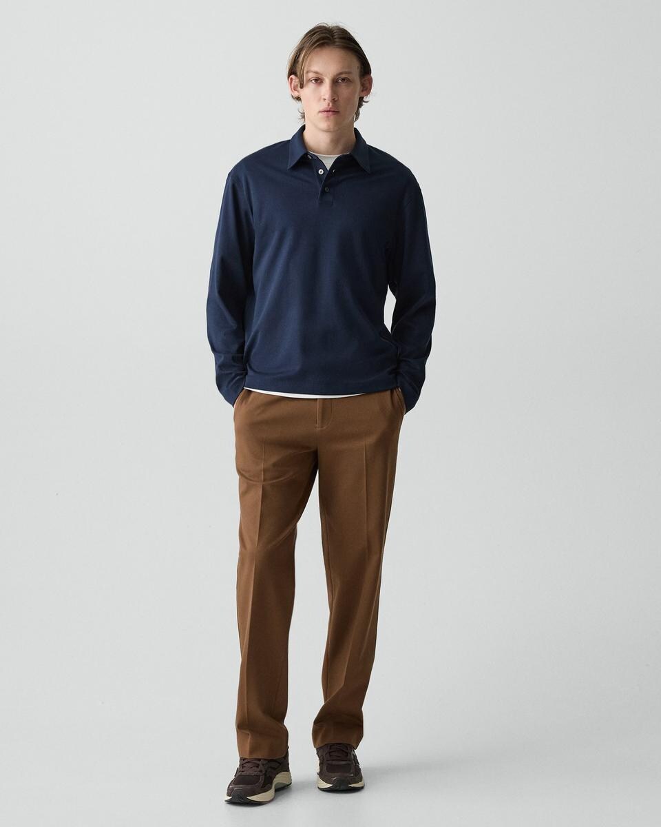 Relaxed Long-Sleeve Polo Shirt in Cotton Jersey