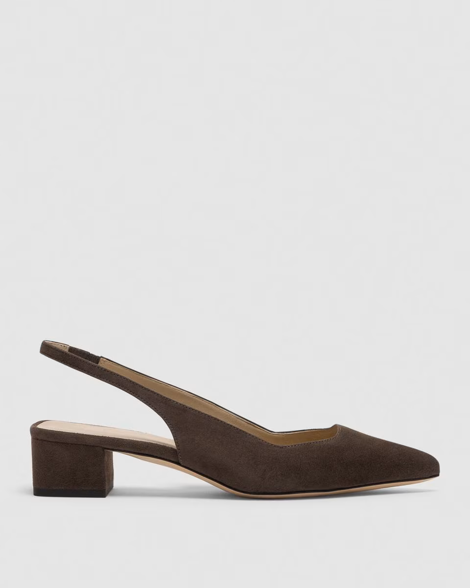 Block Heel Slingback in Suede