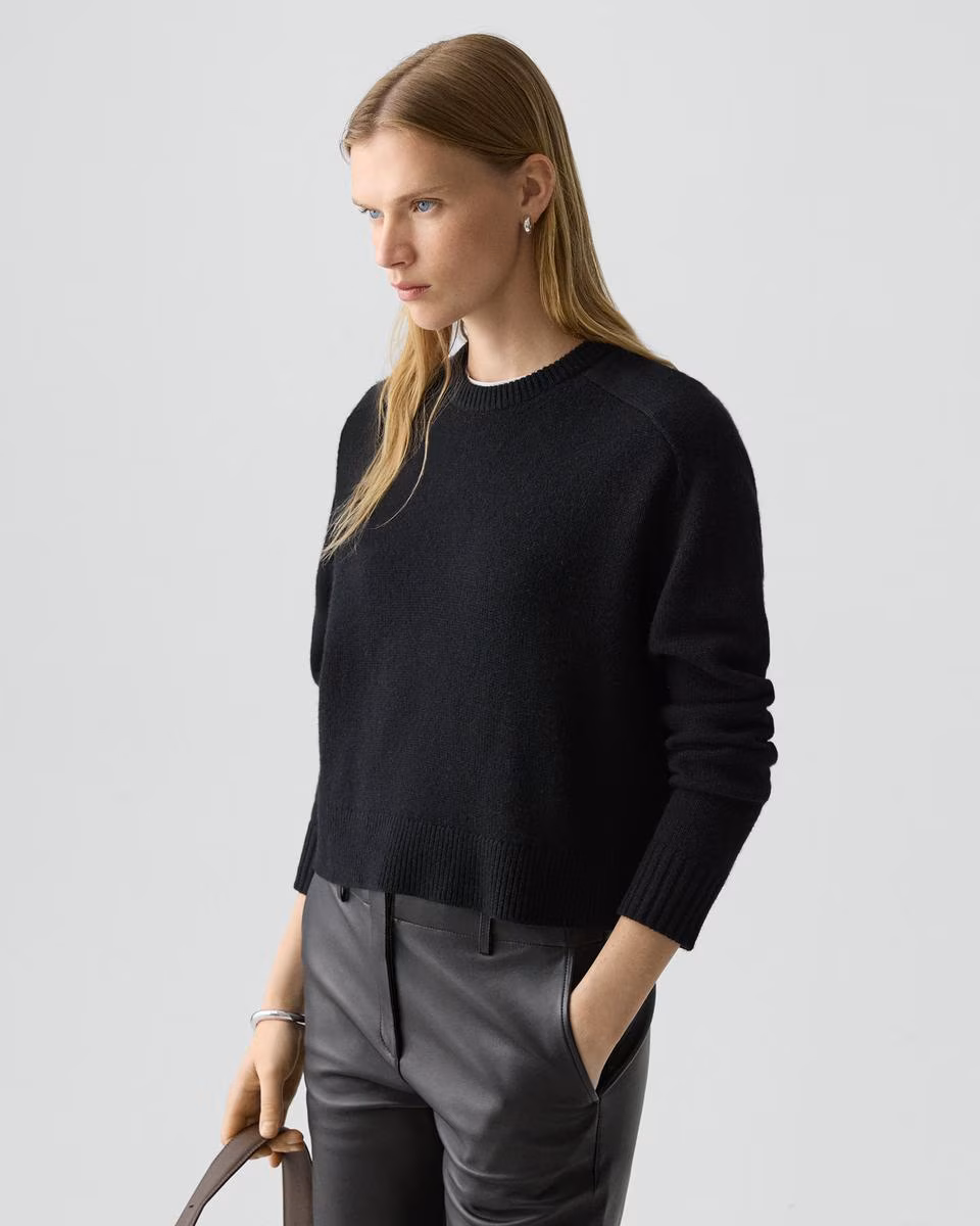 Cropped Crewneck Sweater in Cashmere