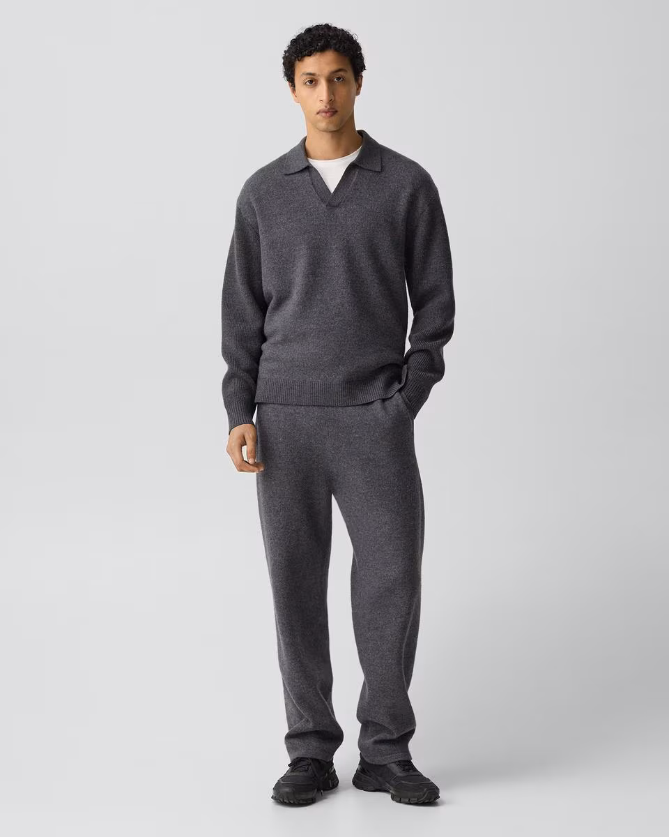 Polo Sweater in Boiled Wool