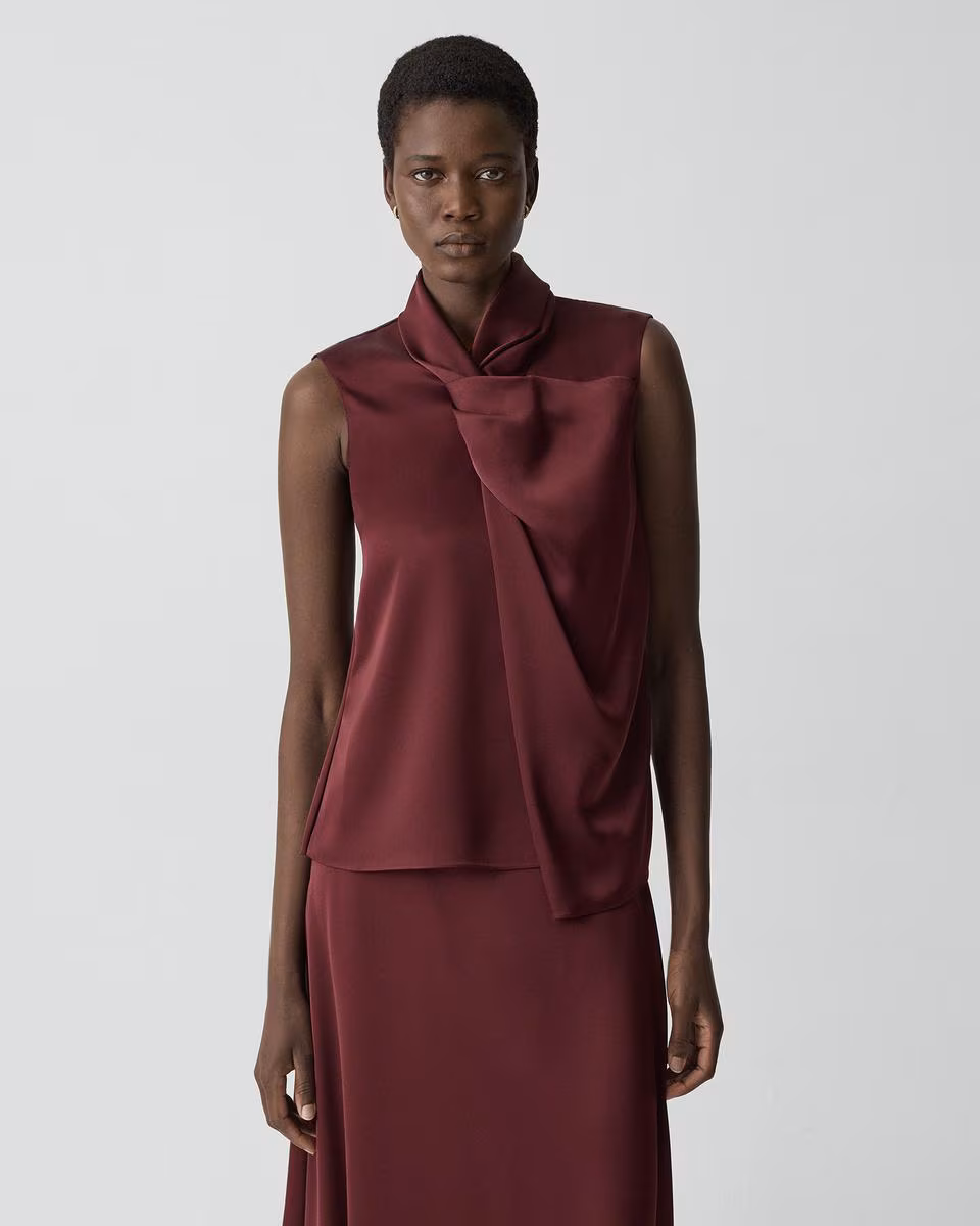 Twisted Split Blouse in Satin