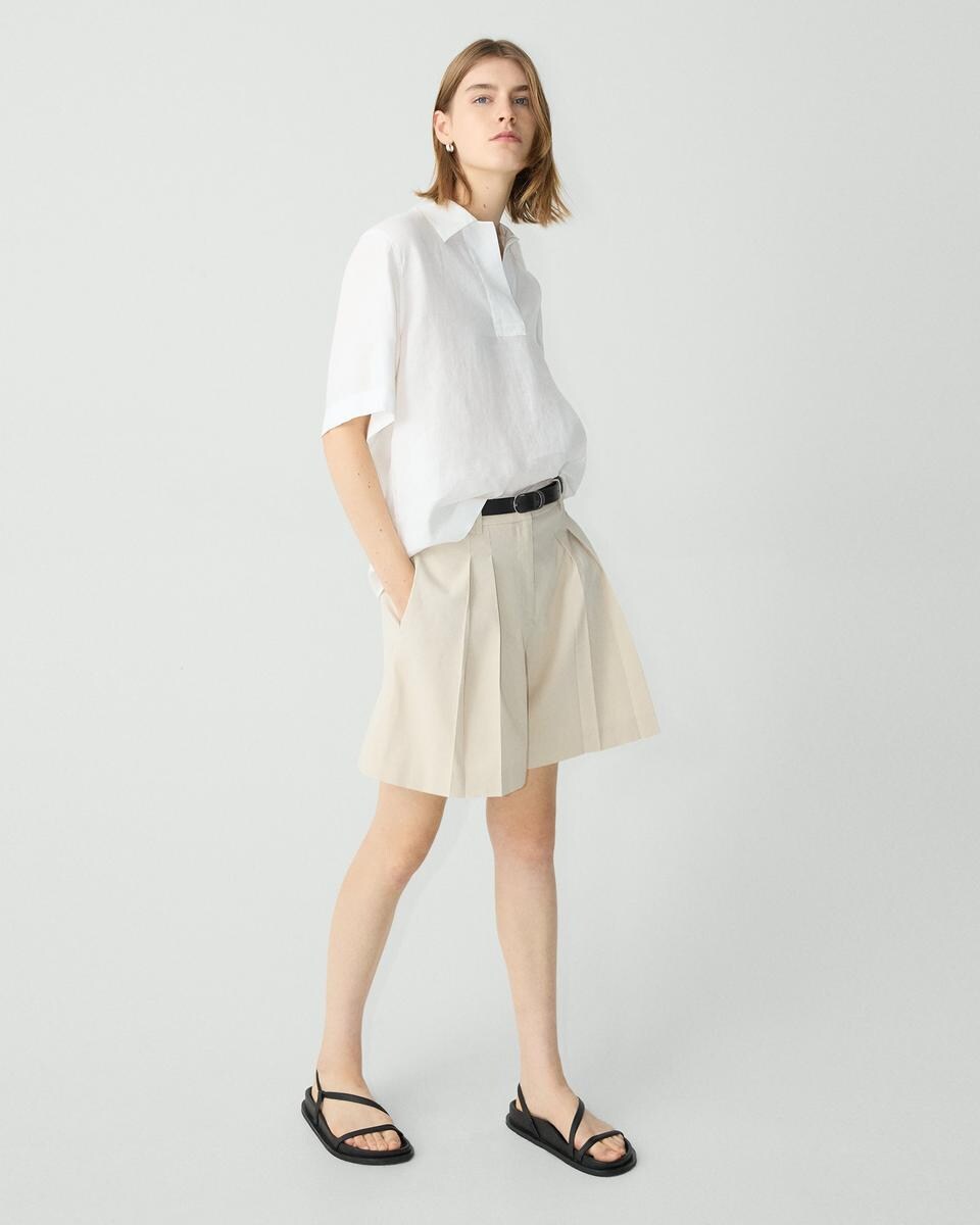 Pleated Short in Good Linen