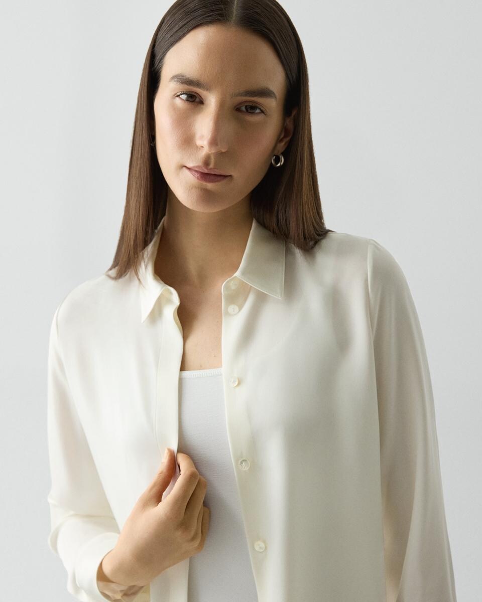 Fitted Shirt in Silk Georgette