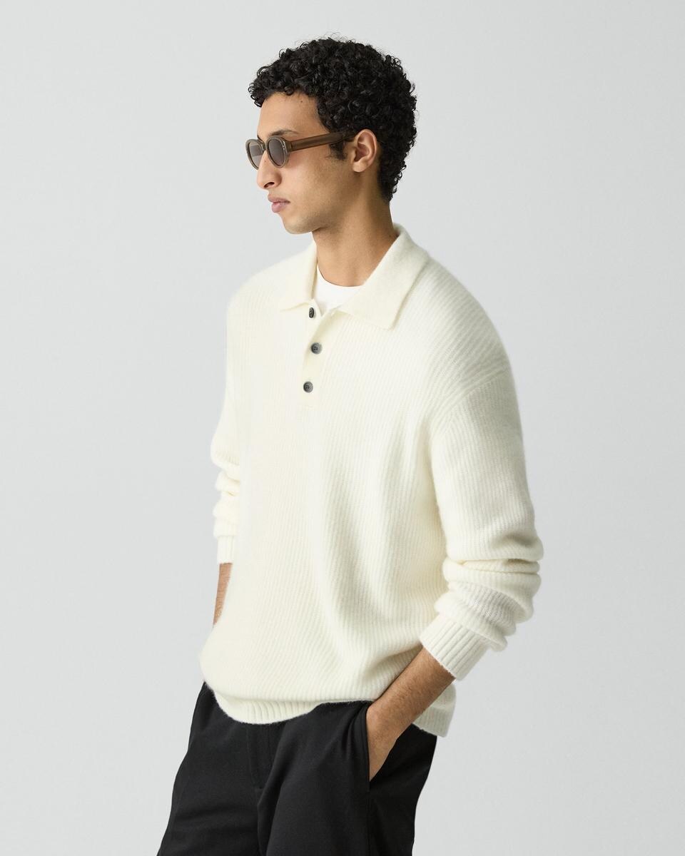 Relaxed Polo Sweater in Astor Wool