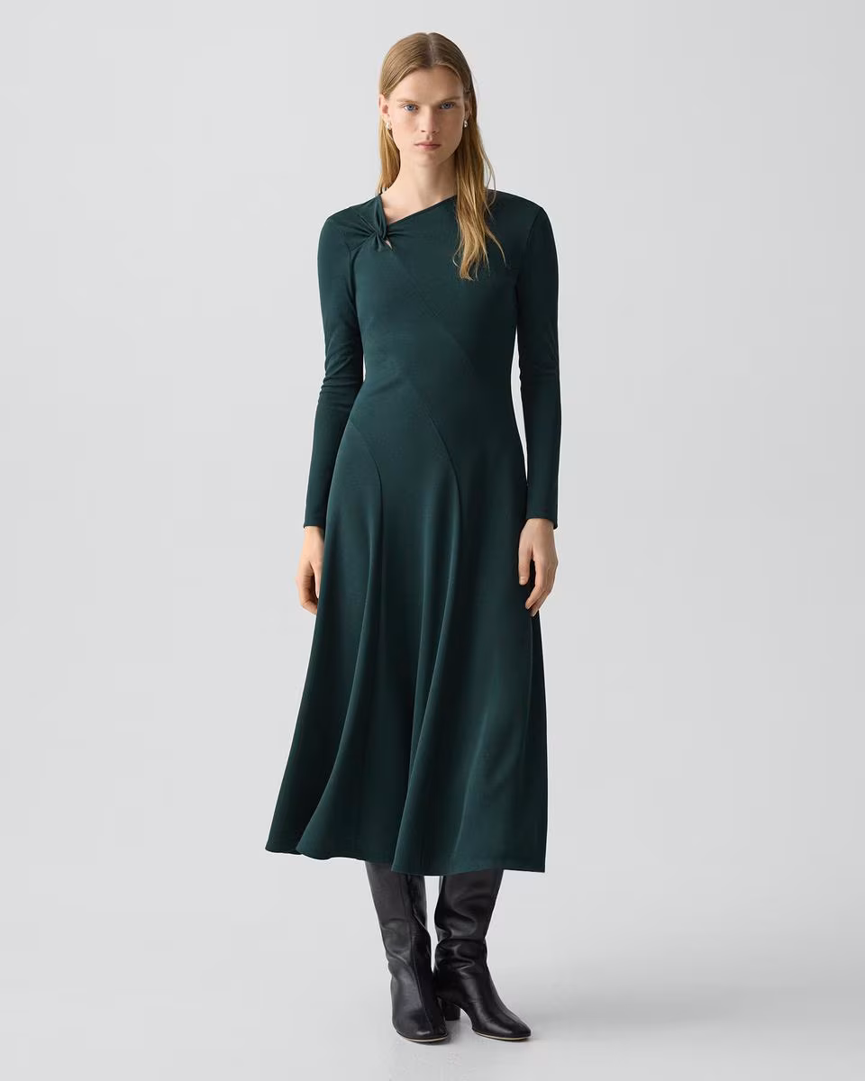 Twist Neck Dress in Crepe Jersey