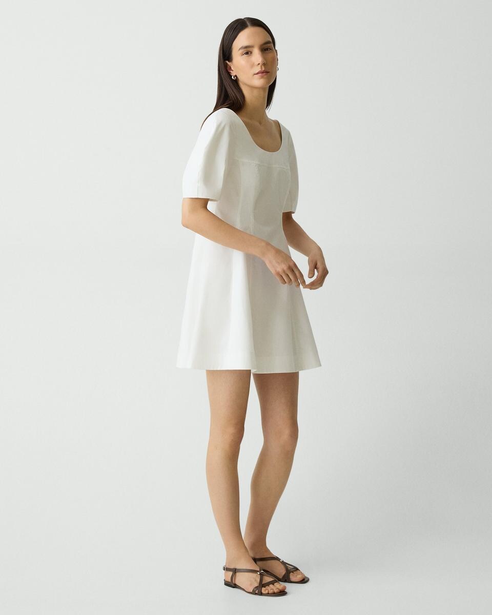 Puff Sleeve Mini Dress in City Poplin