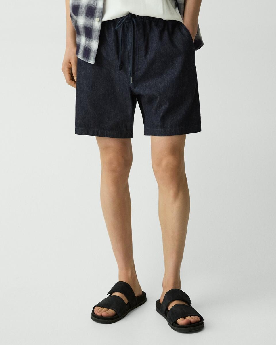 Drawstring Pull-On Short in Summer Denim
