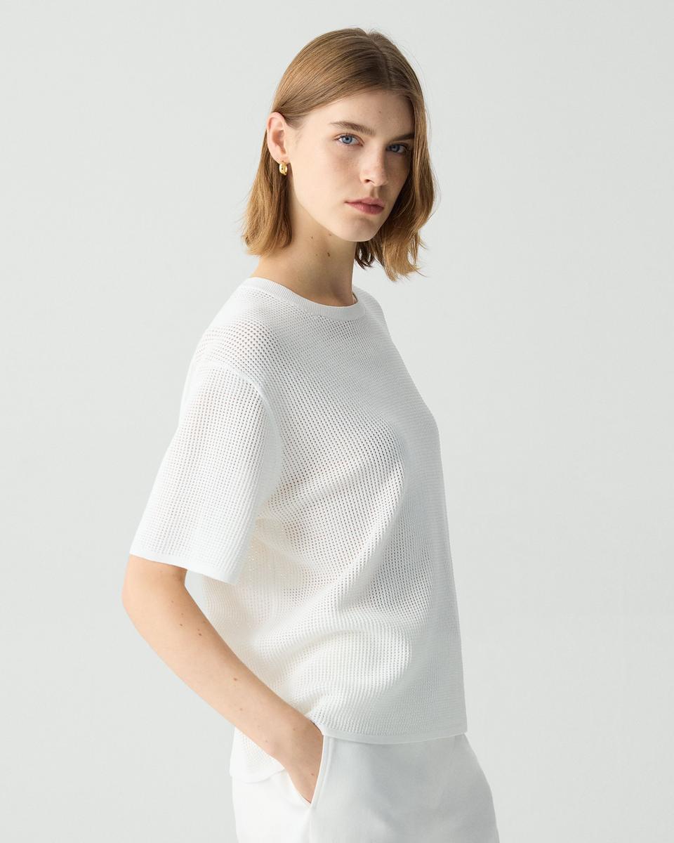 Pointelle Tee in Crepe Knit