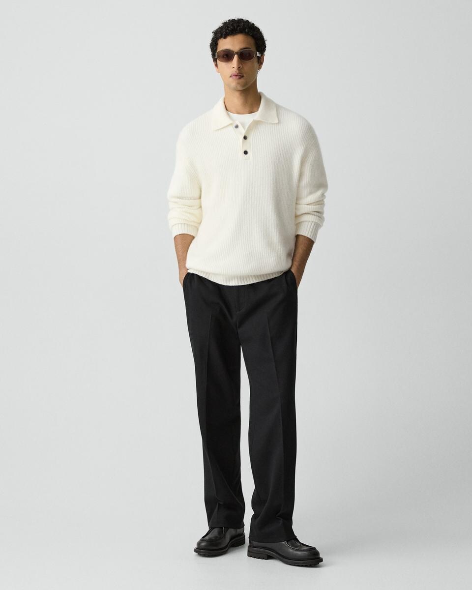 Relaxed Polo Sweater in Astor Wool