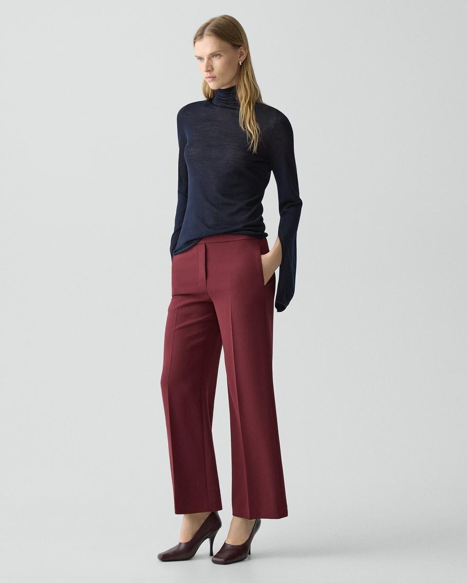 Slit Sleeve Turtleneck Sweater in Wool-Viscose