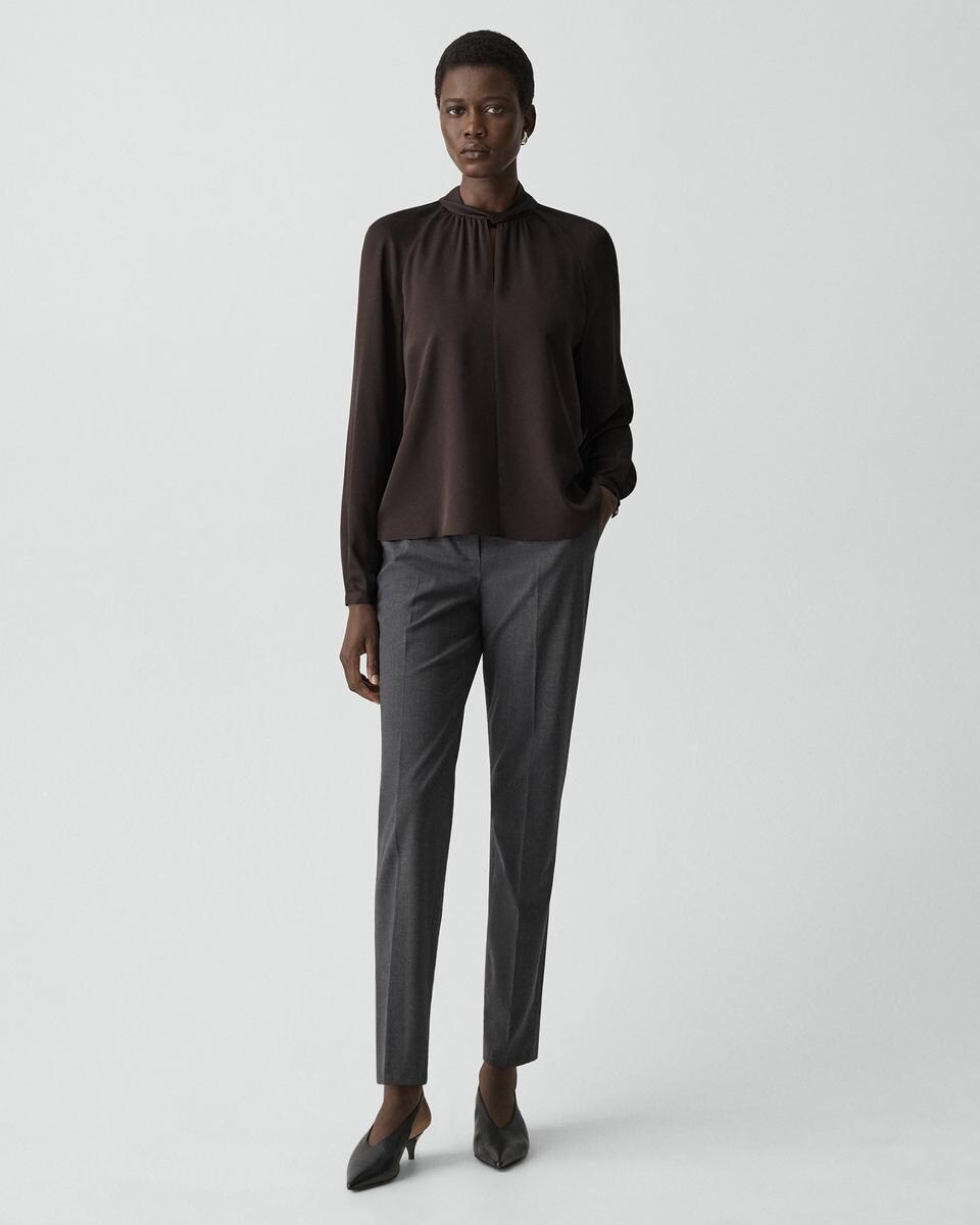 Twist Neck Top in Silk Georgette