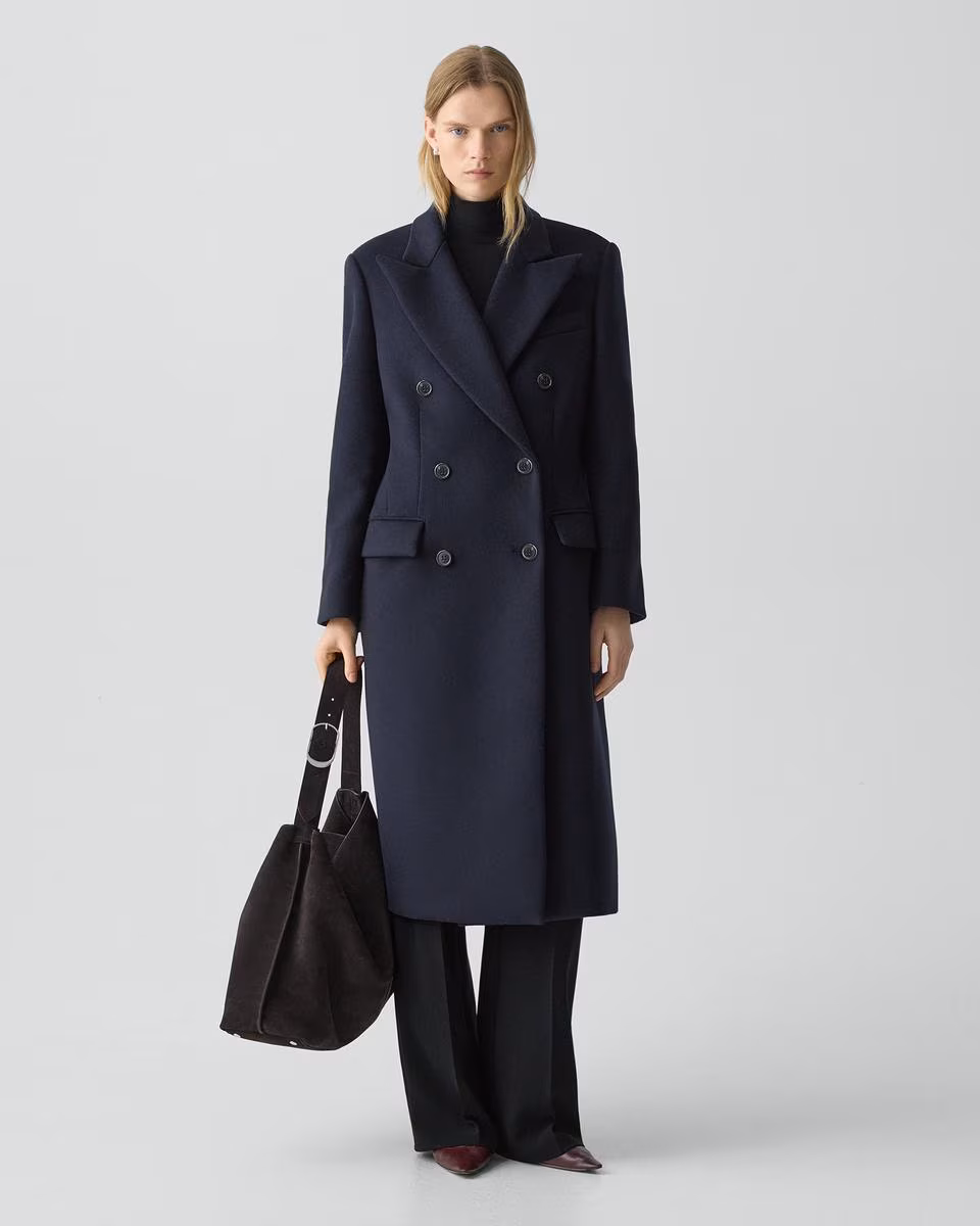 Double-Breasted Peacoat in Plush Melton