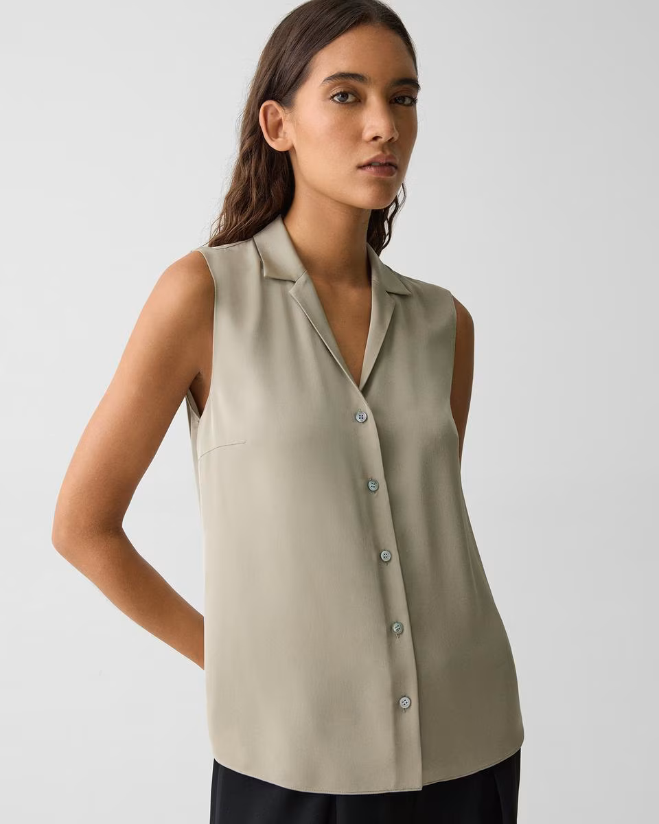 Camp Collar Blouse in Silk Georgette
