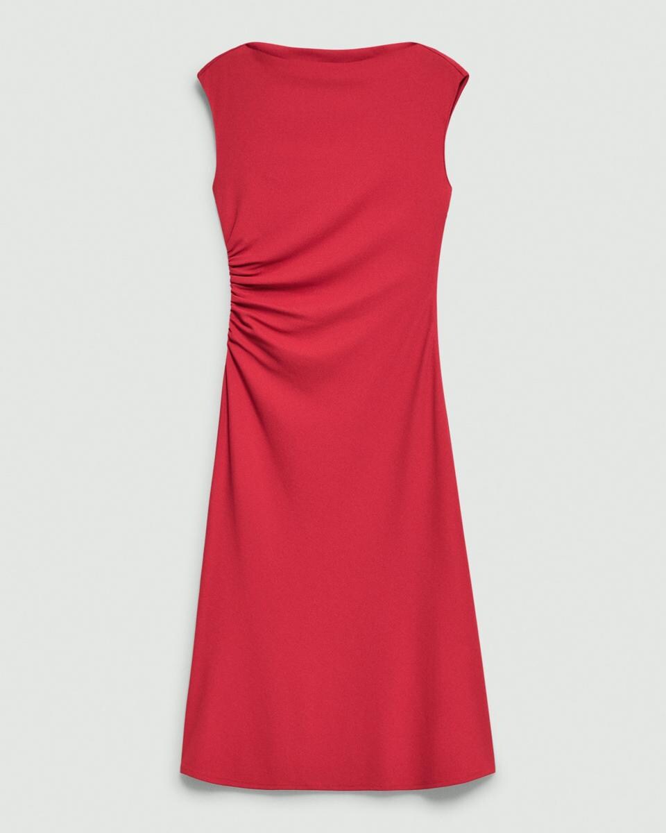 Draped Boatneck Dress in Crepe Jersey