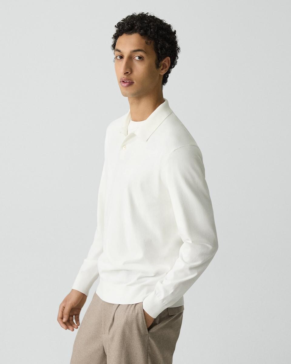 Goris Long-Sleeve Polo Shirt in Light Bilen