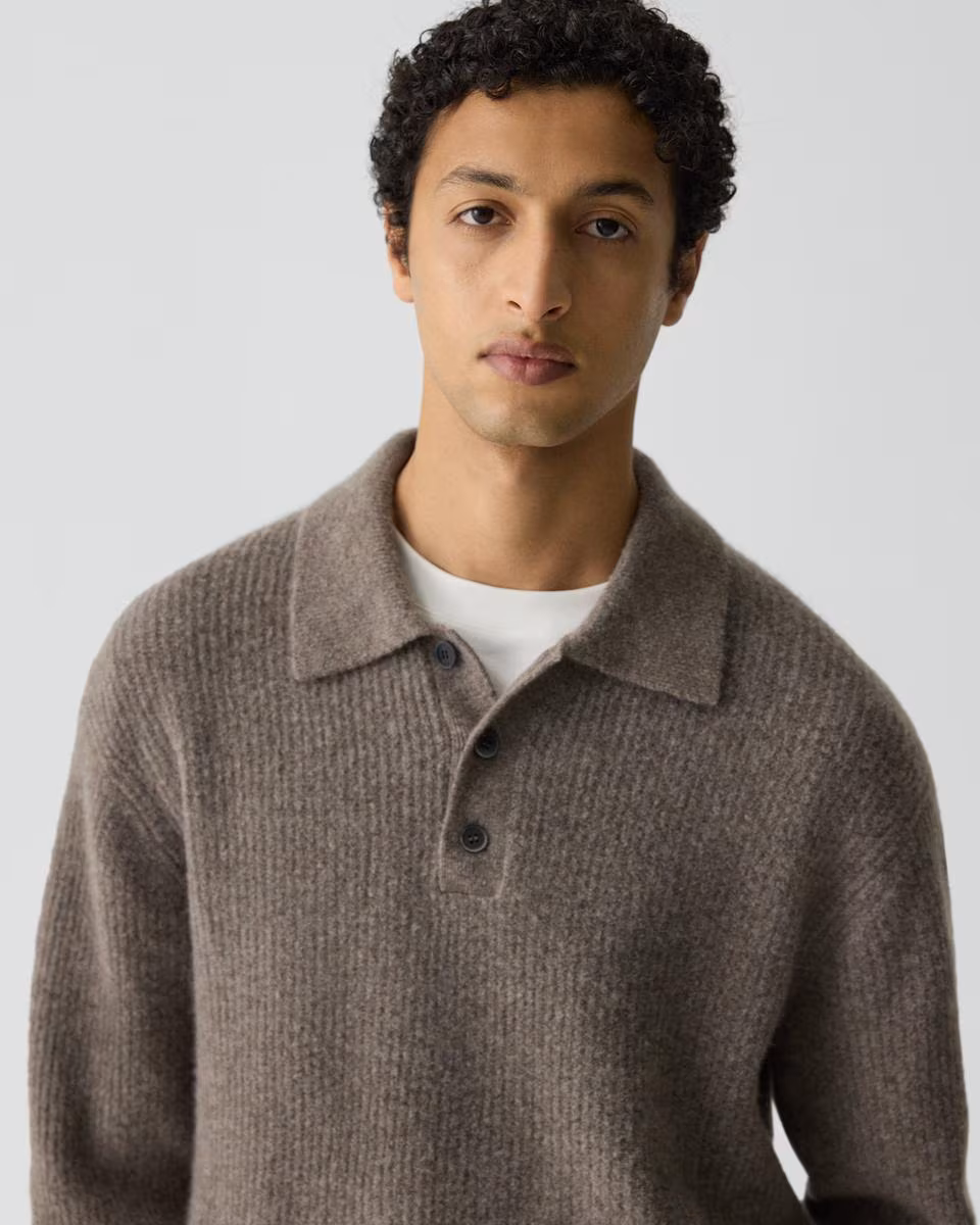 Relaxed Polo Sweater in Astor Wool