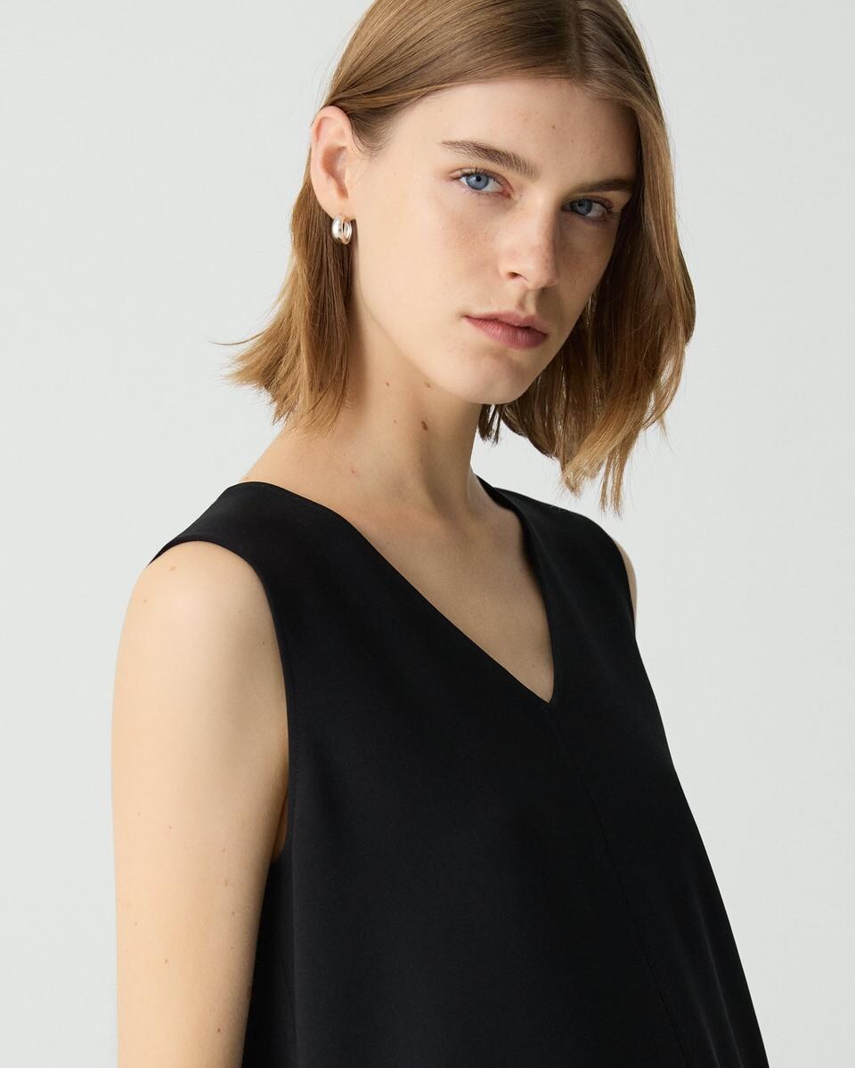 V-Neck Blouse in Admiral Crepe