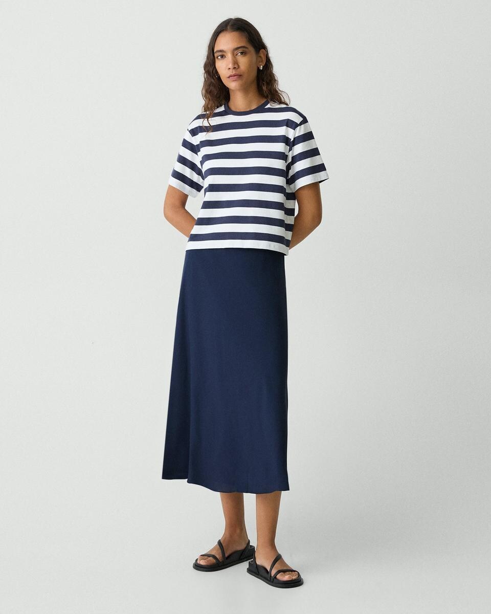 Boxy Crewneck Tee in Striped Cotton