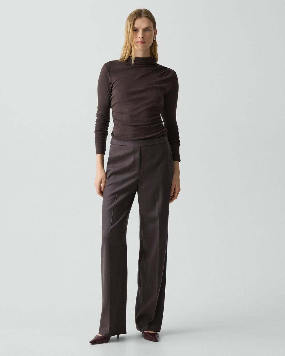 Wide-Leg Pull-On Pant in Sleek Flannel