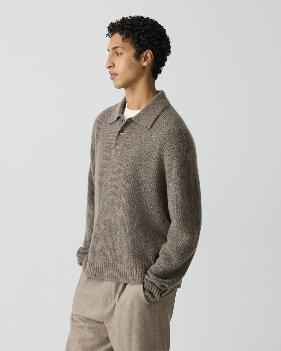 Relaxed Polo Sweater in Astor Wool