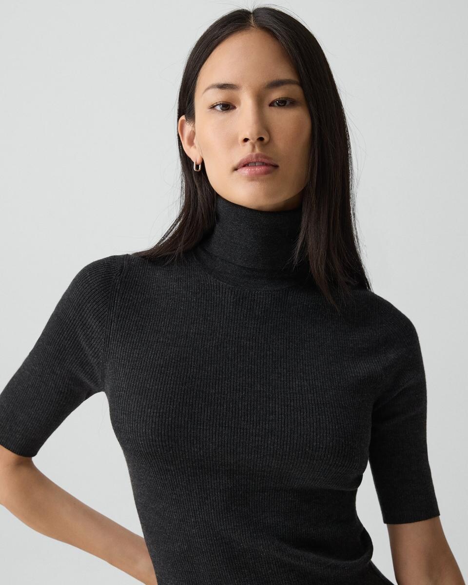 Leenda Short-Sleeve Turtleneck in Regal Wool