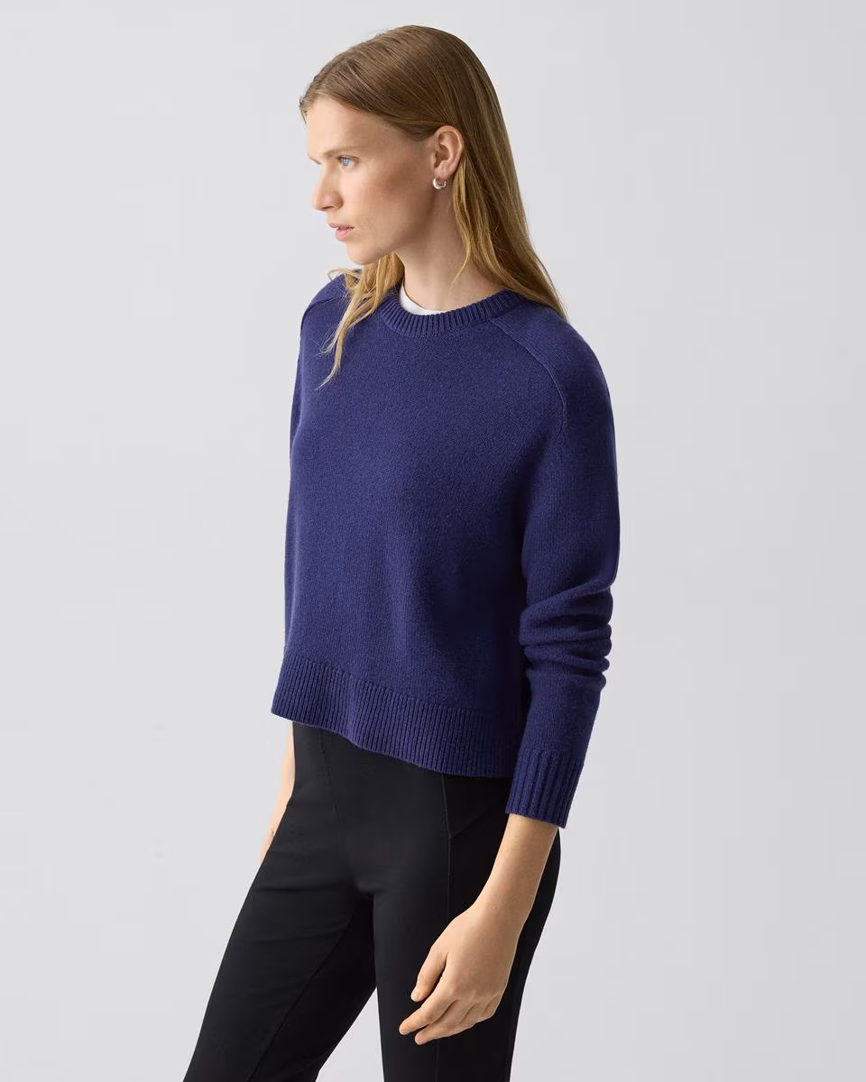 Cropped Crewneck Sweater in Cashmere