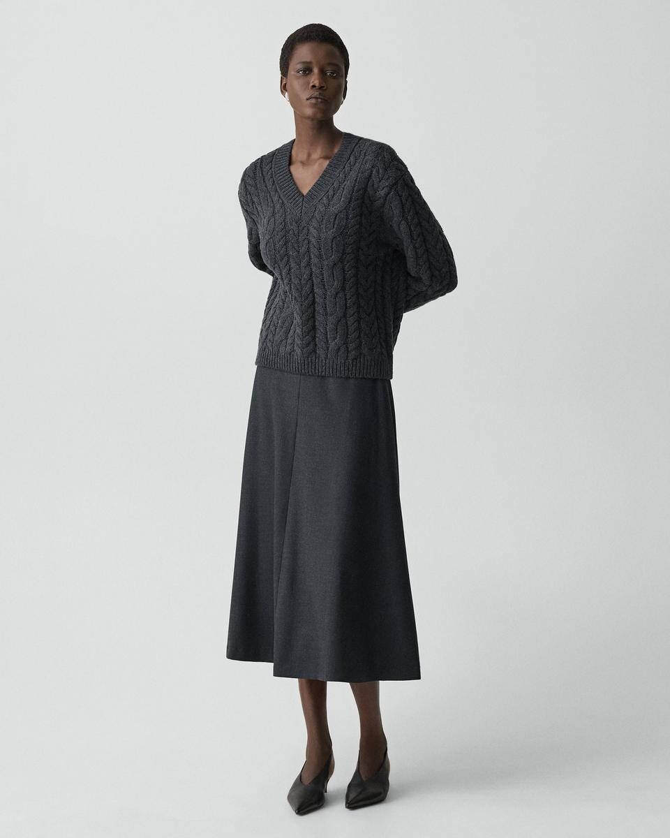 Cable-Knit Sweater in Felted Wool-Cashmere