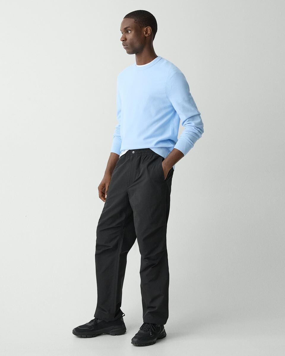 Wide-Leg Drawstring Pant in Cotton-Blend