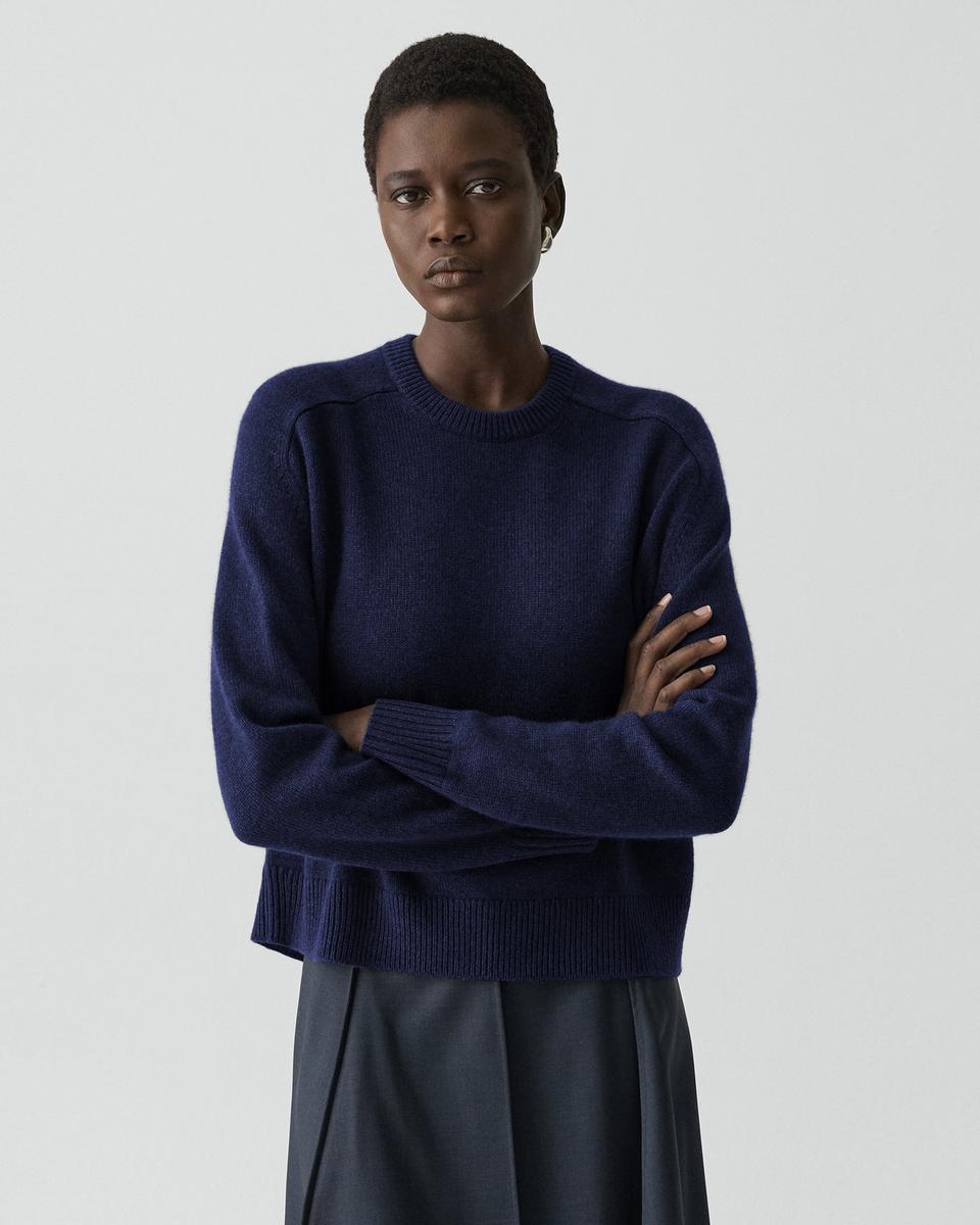 Cropped Crewneck Sweater in Cashmere