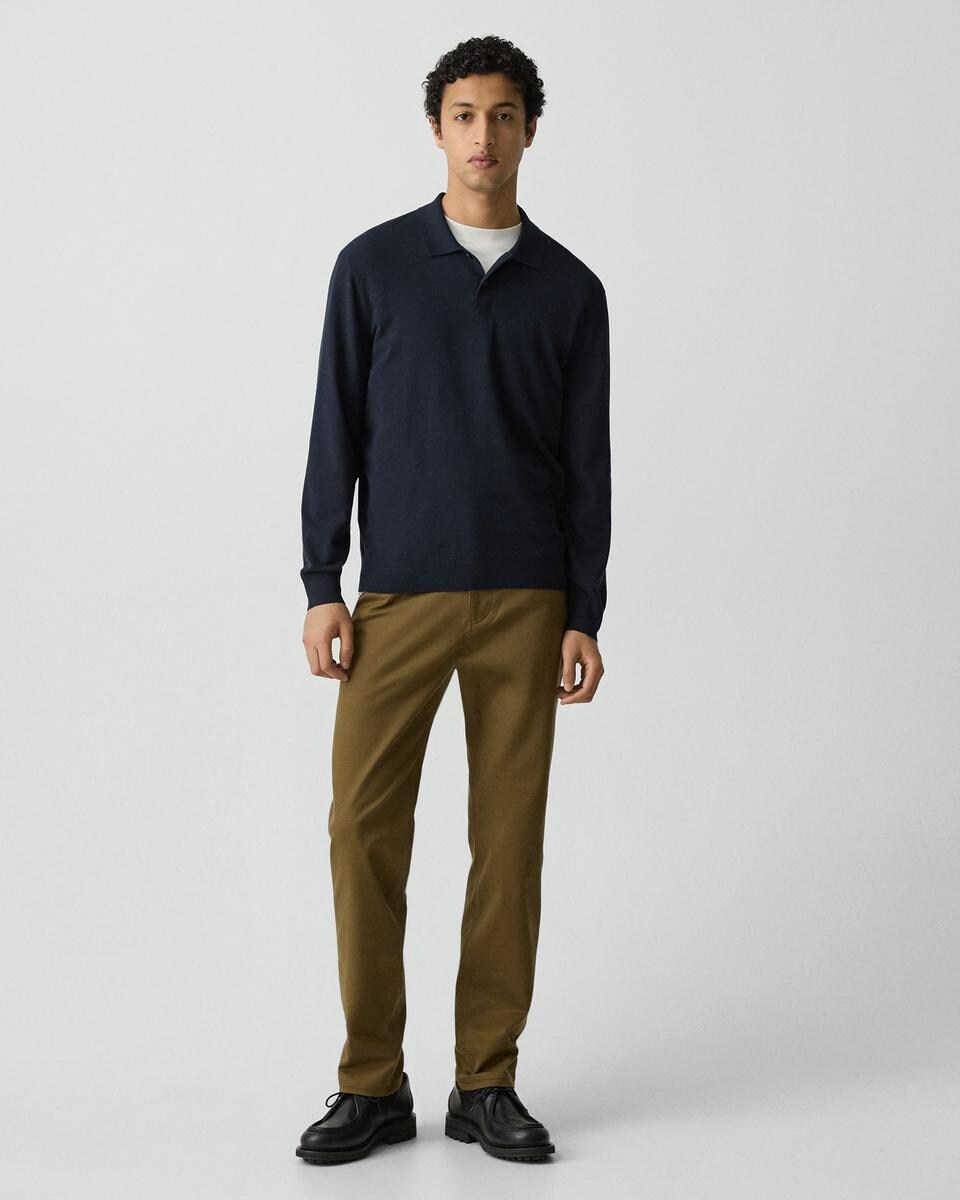 Goris Long-Sleeve Polo Shirt in Light Bilen