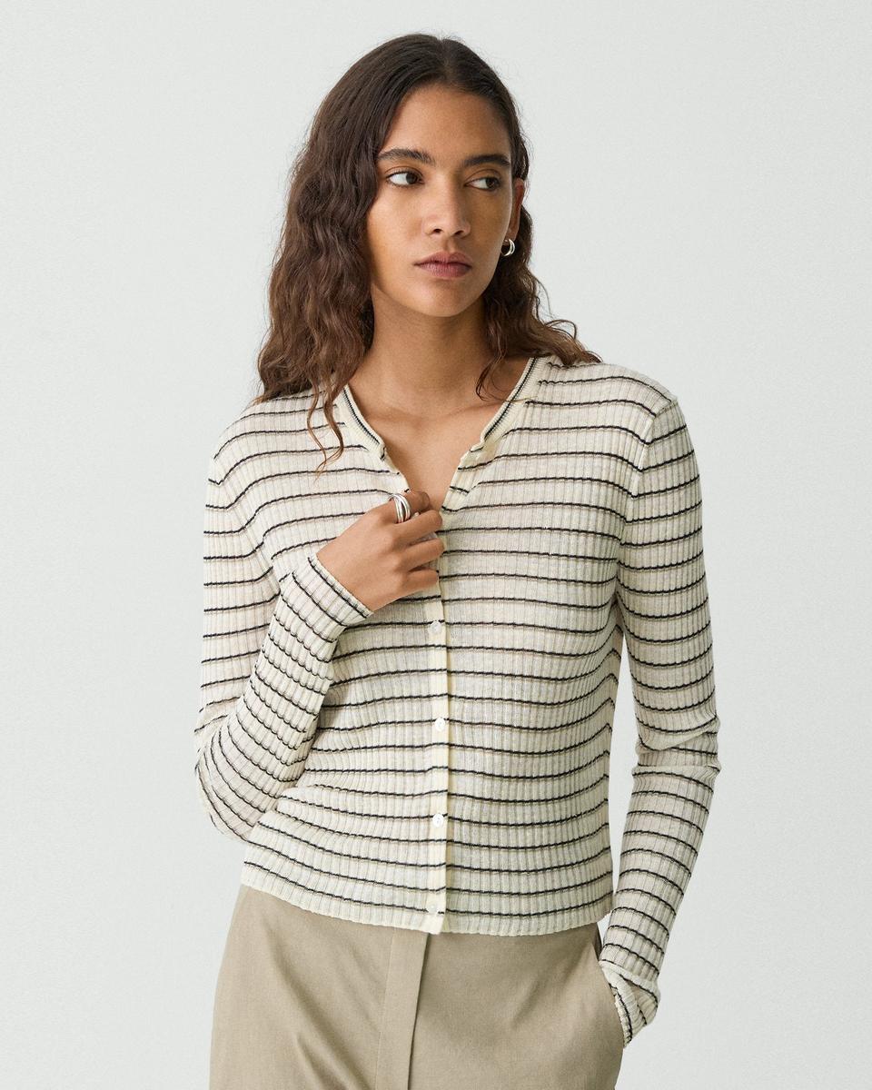 Cropped Cardigan in Linen-Blend