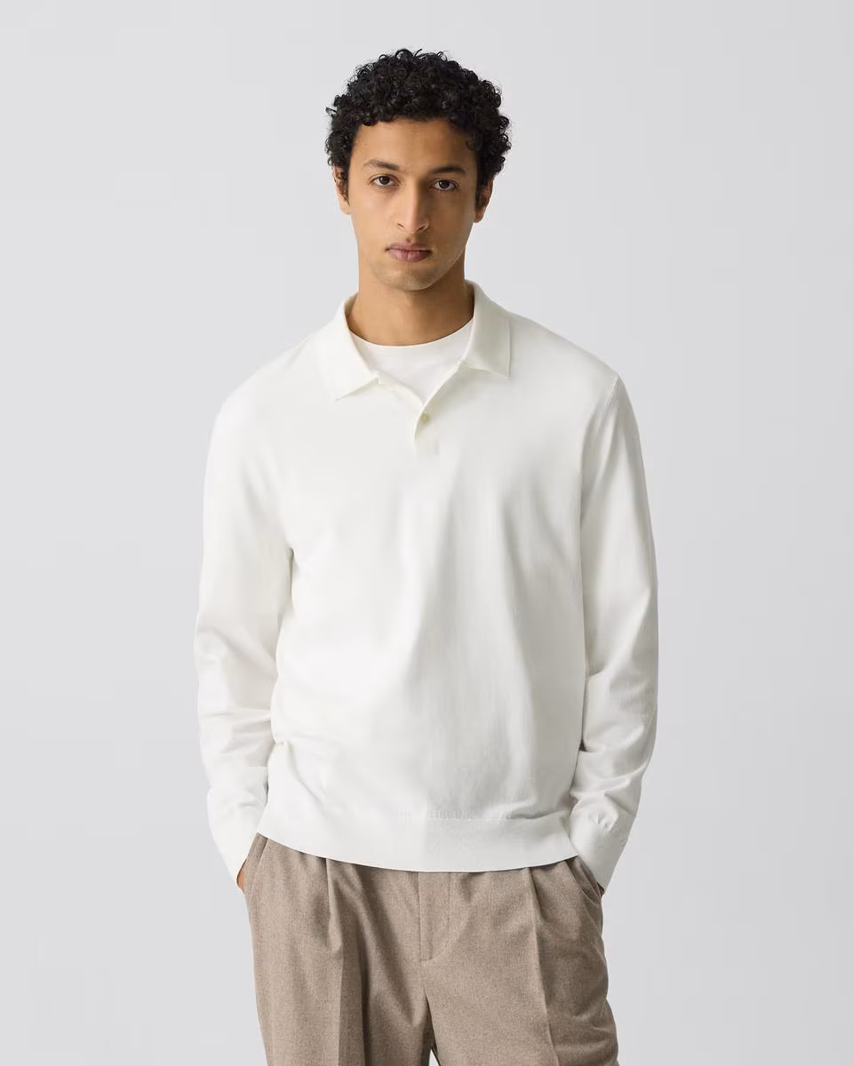 Goris Long-Sleeve Polo Shirt in Light Bilen