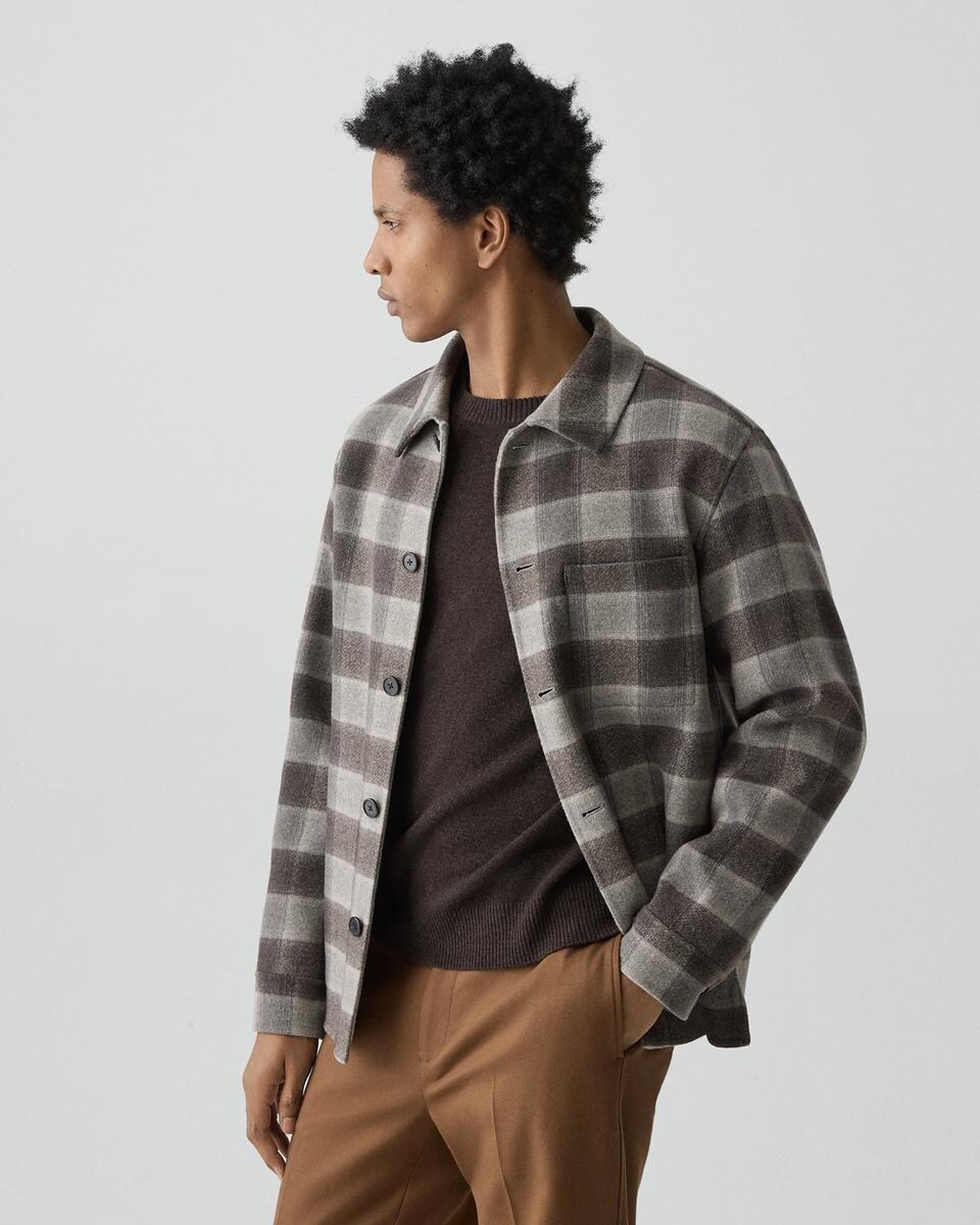 Overshirt in Checked Double-Face Wool-Cashmere
