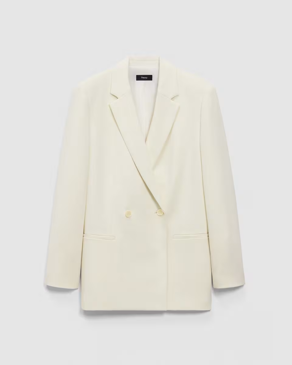 Relaxed Double-Breasted Blazer in Admiral Crepe