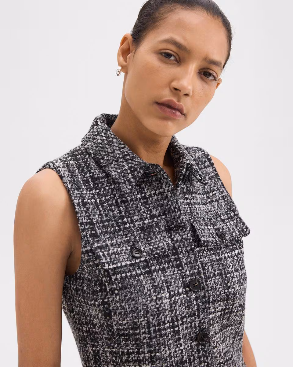 Military Mini Dress in M&eacute;lange Tweed